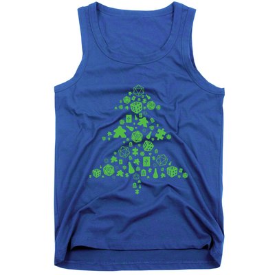 Board Gamer Christmas Tree Meeple And Dice Tabletop Gift Tank Top