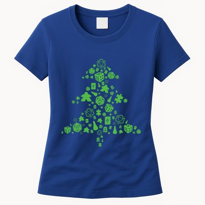 Board Gamer Christmas Tree Meeple And Dice Tabletop Gift Womens T-Shirt