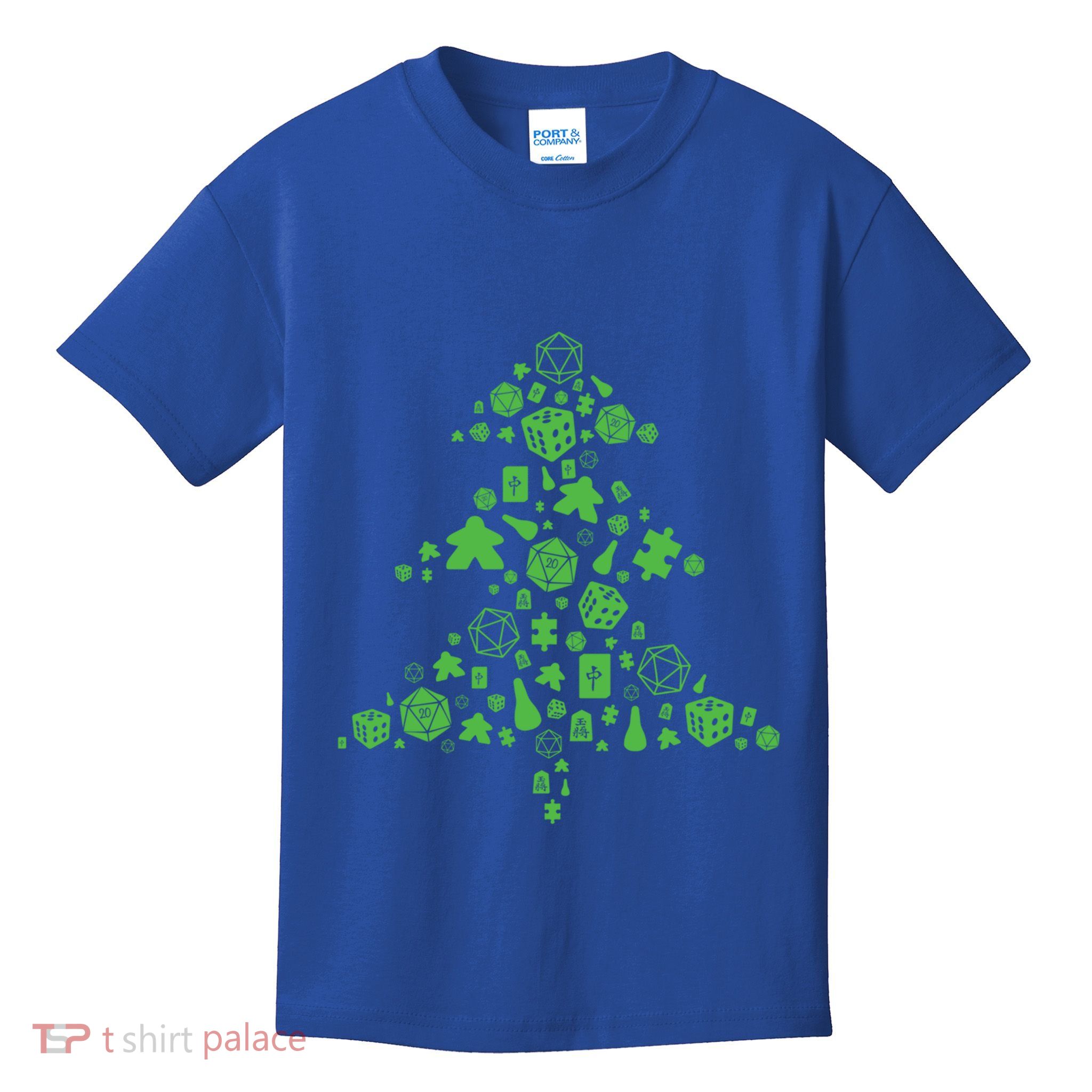 Board Gamer Christmas Tree Meeple And Dice Tabletop Gift Kids T-Shirt