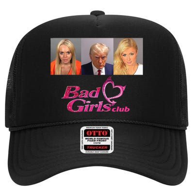 Bad Girls Club Donald Trump Mug Shot High Crown Mesh Back Trucker Hat