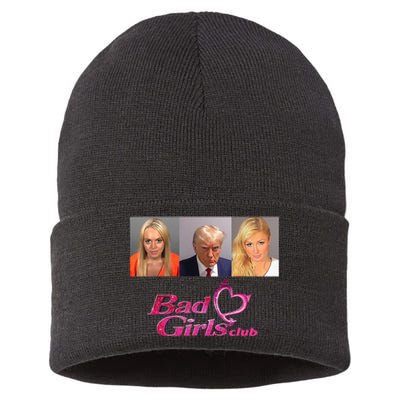 Bad Girls Club Donald Trump Mug Shot Sustainable Knit Beanie