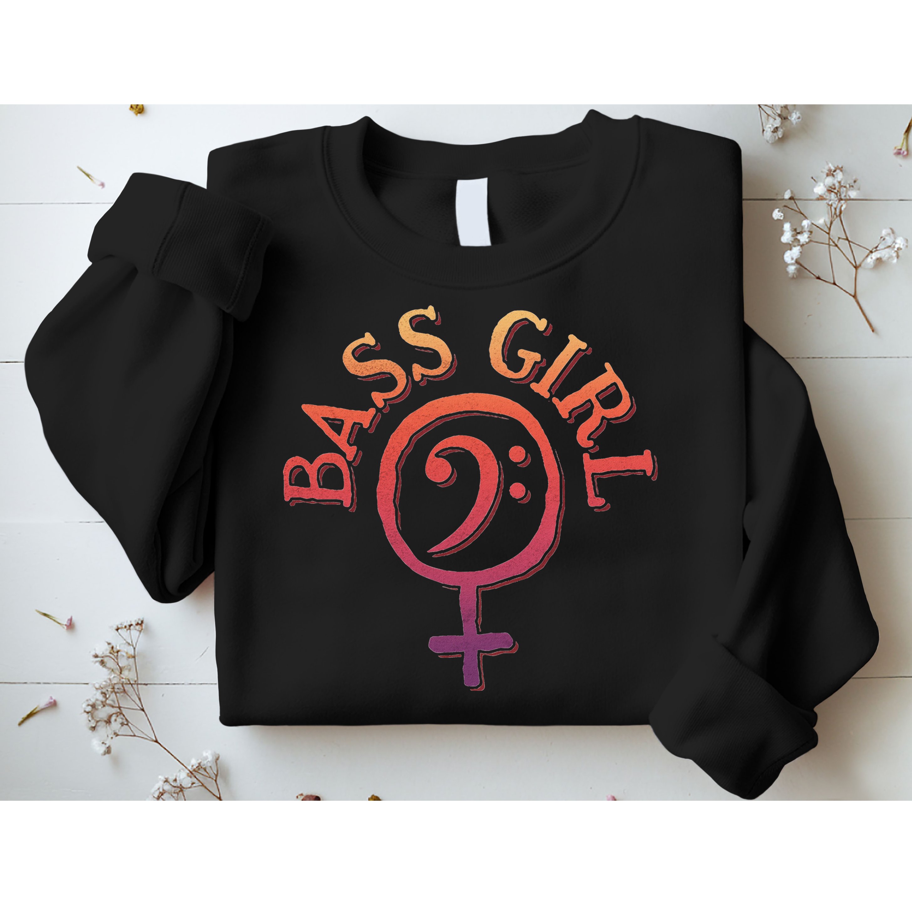 Bass Guitar Clef Bass Girl For Female Bassist & Bass Player Sweatshirt