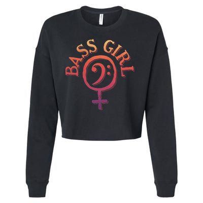 Bass Guitar Clef Bass Girl For Female Bassist & Bass Player Cropped Pullover Crew