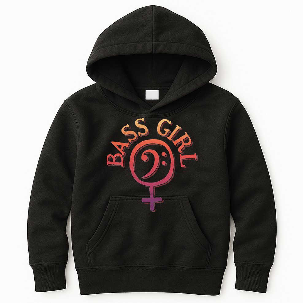 Bass Guitar Clef Bass Girl For Female Bassist & Bass Player Kids Hoodie