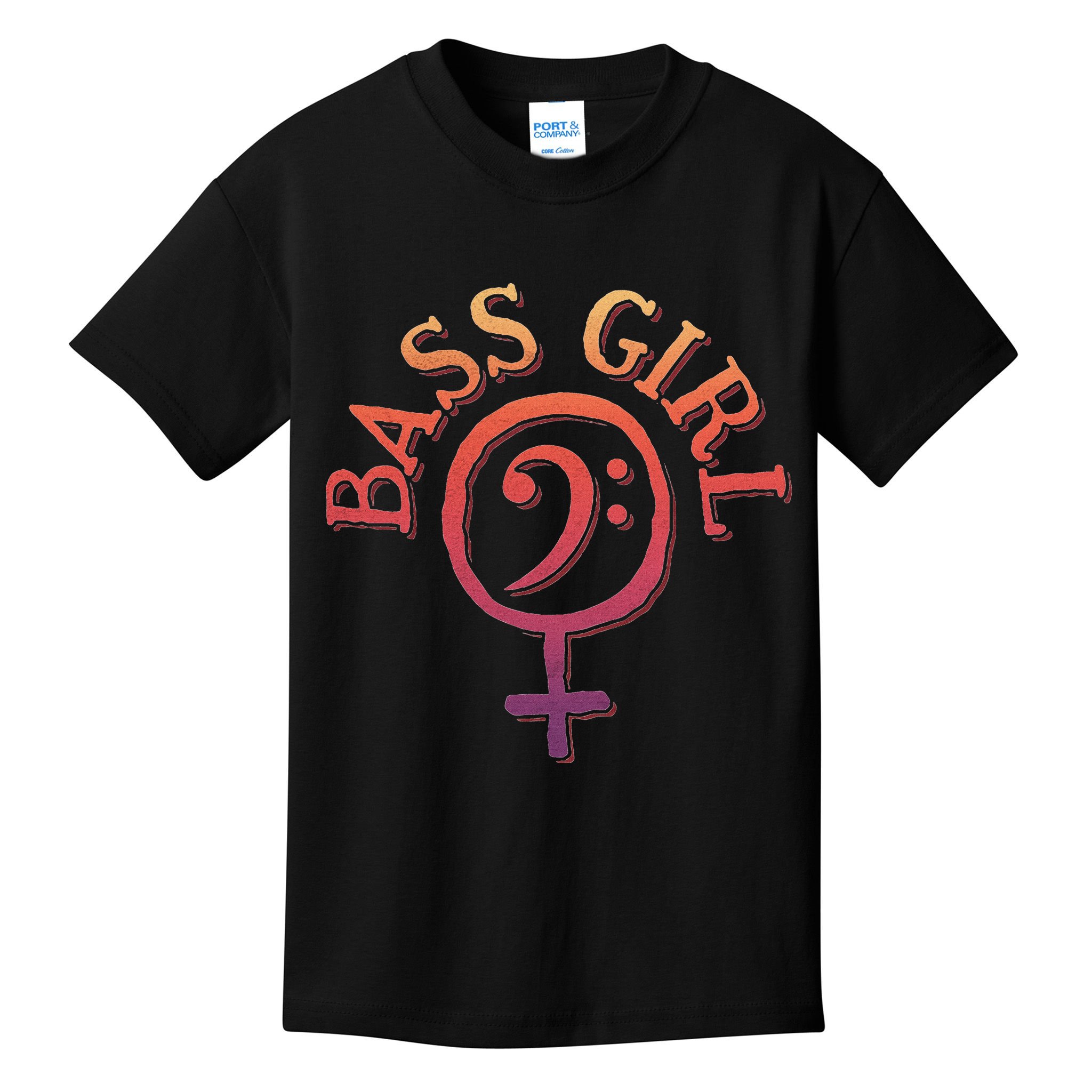Bass Guitar Clef Bass Girl For Female Bassist & Bass Player Kids T-Shirt