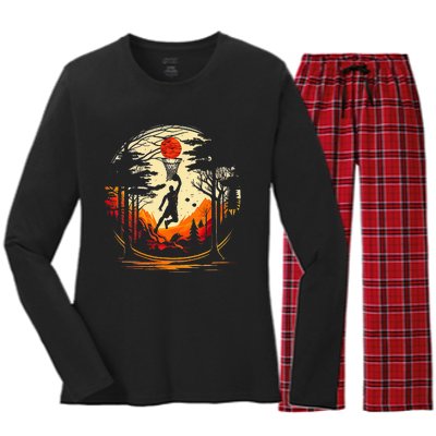 Basketball Game Coach Court Sport Player Fan Women's Long Sleeve Flannel Pajama Set 