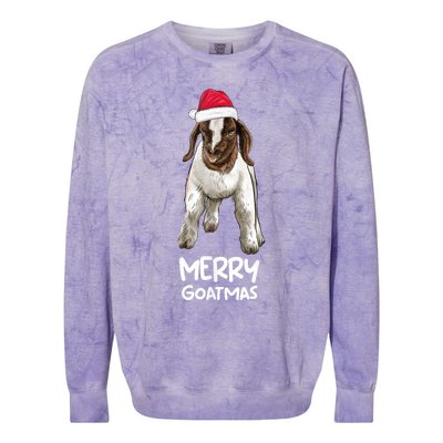 Boer Goat Christmas Merry Goatmas Colorblast Crewneck Sweatshirt