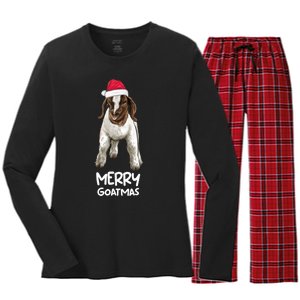 Boer Goat Christmas Merry Goatmas Women's Long Sleeve Flannel Pajama Set 