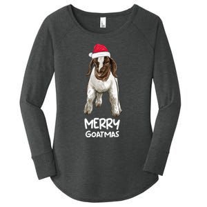 Boer Goat Christmas Merry Goatmas Women's Perfect Tri Tunic Long Sleeve Shirt