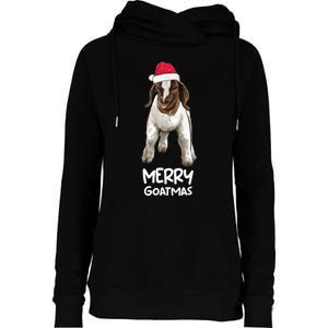 Boer Goat Christmas Merry Goatmas Womens Funnel Neck Pullover Hood