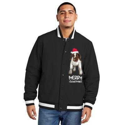 Boer Goat Christmas Merry Goatmas Insulated Varsity Jacket