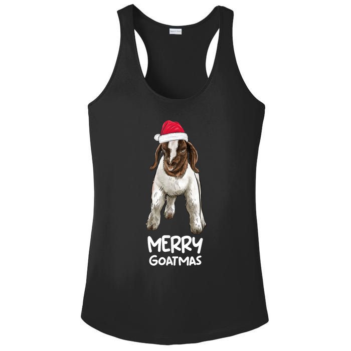 Boer Goat Christmas Merry Goatmas Ladies PosiCharge Competitor Racerback Tank