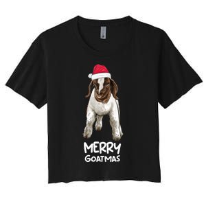 Boer Goat Christmas Merry Goatmas Women's Crop Top Tee