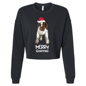 Boer Goat Christmas Merry Goatmas Cropped Pullover Crew