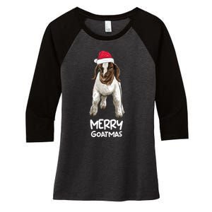 Boer Goat Christmas Merry Goatmas Women's Tri-Blend 3/4-Sleeve Raglan Shirt