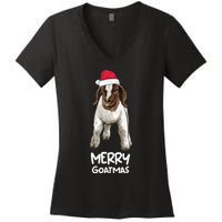 Boer Goat Christmas Merry Goatmas Women's V-Neck T-Shirt