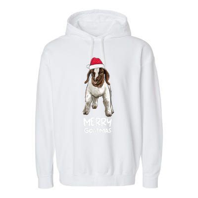 Boer Goat Christmas Merry Goatmas Garment-Dyed Fleece Hoodie