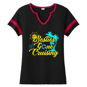 Besties Gone Cruise Matching Girl Trip Cruising Vacation Ladies Halftime Notch Neck Tee