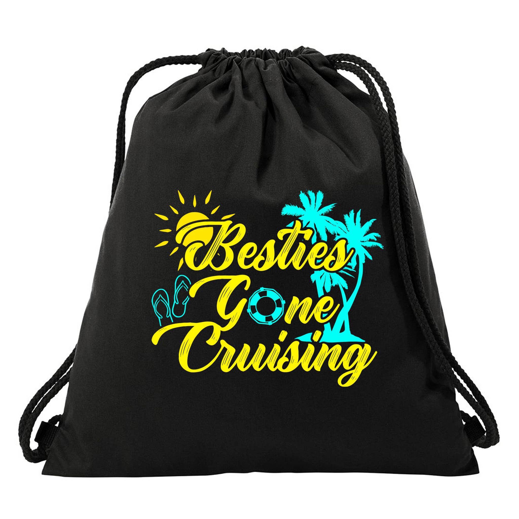 Besties Gone Cruise Matching Girl Trip Cruising Vacation Drawstring Bag