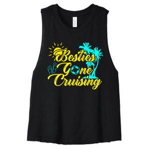 Besties Gone Cruise Matching Girl Trip Cruising Vacation Women's Racerback Cropped Tank