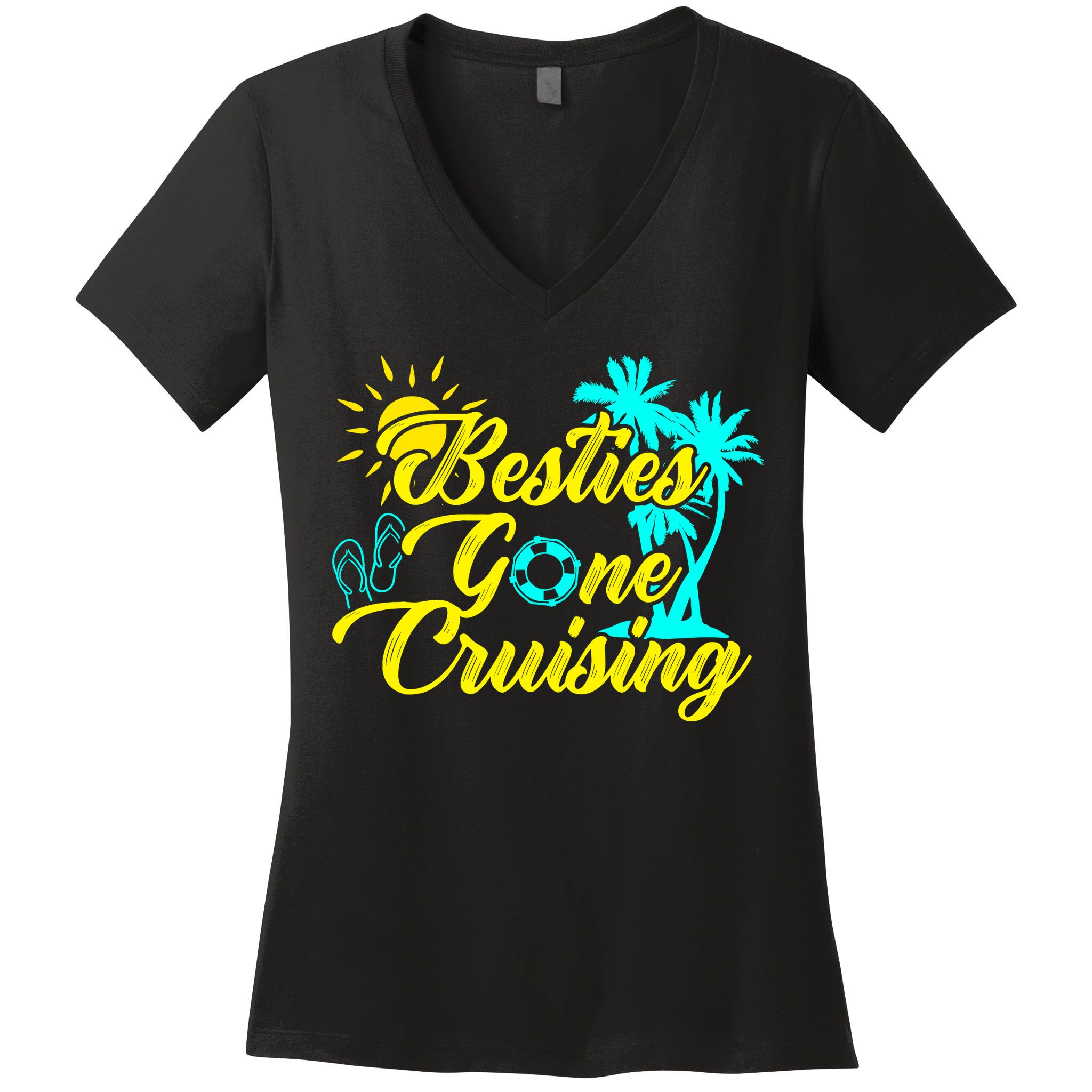 Besties Gone Cruise Matching Girl Trip Cruising Vacation Women's V-Neck T-Shirt
