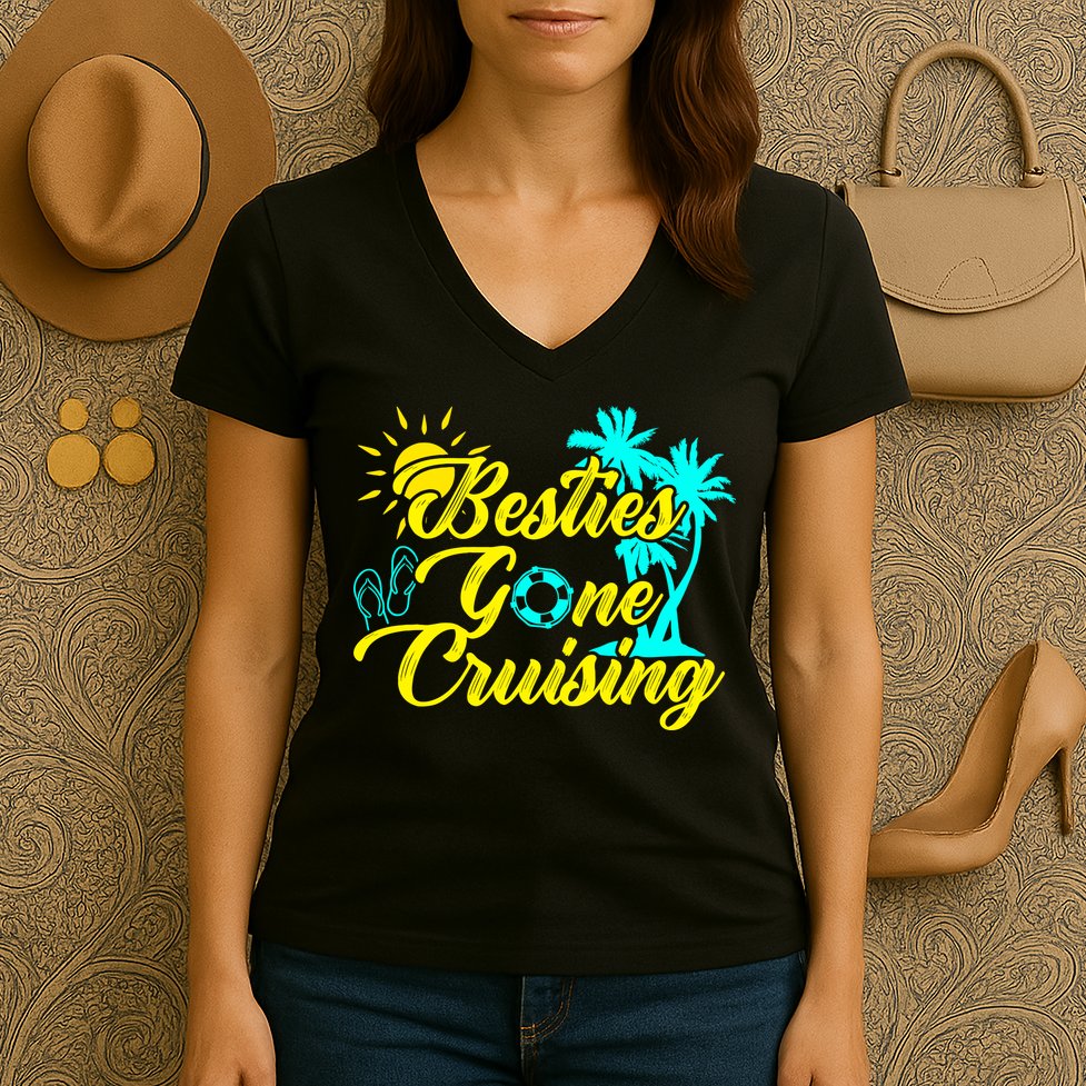 Besties Gone Cruise Matching Girl Trip Cruising Vacation Women's V-Neck T-Shirt