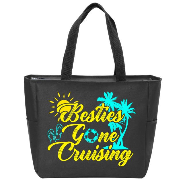 Besties Gone Cruise Matching Girl Trip Cruising Vacation Zip Tote Bag
