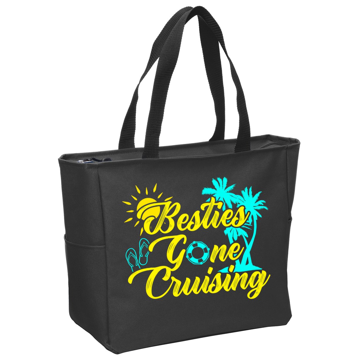Besties Gone Cruise Matching Girl Trip Cruising Vacation Zip Tote Bag