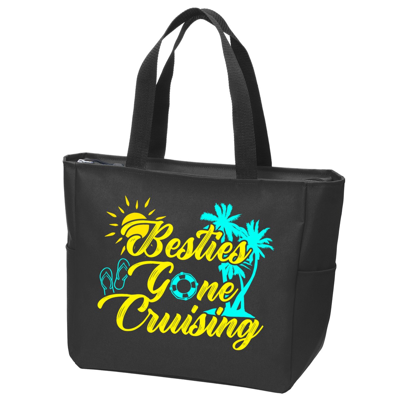 Besties Gone Cruise Matching Girl Trip Cruising Vacation Zip Tote Bag