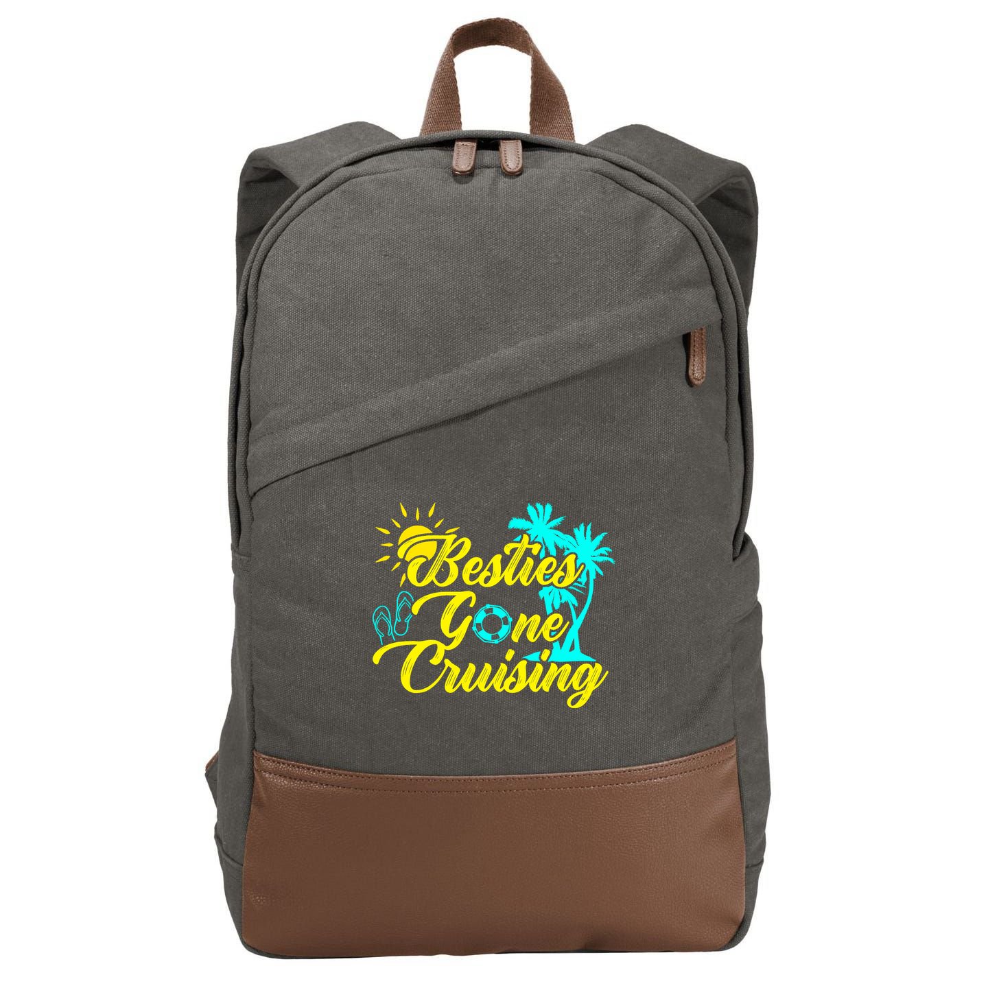 Besties Gone Cruise Matching Girl Trip Cruising Vacation Cotton Canvas Backpack
