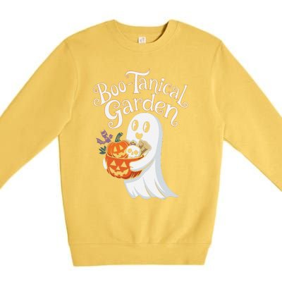 Bootanical Garden Cute Ghost Halloween Premium Crewneck Sweatshirt