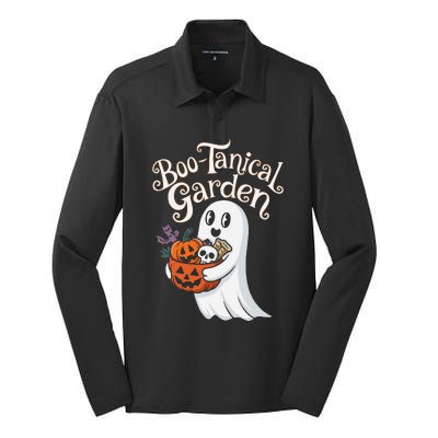 Bootanical Garden Cute Ghost Halloween Silk Touch Performance Long Sleeve Polo