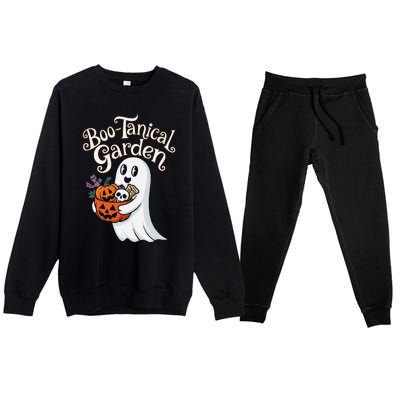 Bootanical Garden Cute Ghost Halloween Premium Crewneck Sweatsuit Set