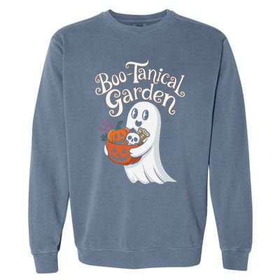 Bootanical Garden Cute Ghost Halloween Garment-Dyed Sweatshirt