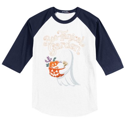 Bootanical Garden Cute Ghost Halloween Baseball Sleeve Shirt