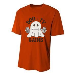 Booty Gains Cute Spooky Season Halloween Ghost Gym Youth Performance Sprint T-Shirt