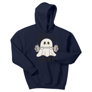 Booty Gains Cute Spooky Season Halloween Ghost Gym Kids Hoodie