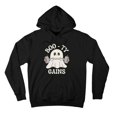 Booty Gains Cute Spooky Season Halloween Ghost Gym Hoodie