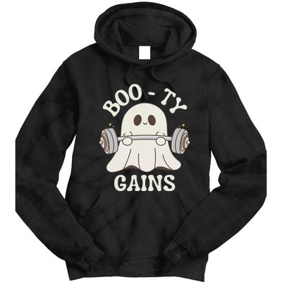 Booty Gains Cute Spooky Season Halloween Ghost Gym Tie Dye Hoodie