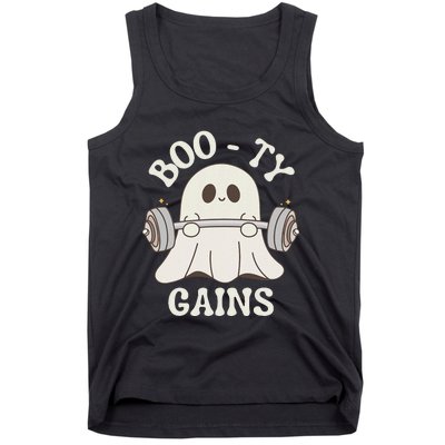 Booty Gains Cute Spooky Season Halloween Ghost Gym Tank Top