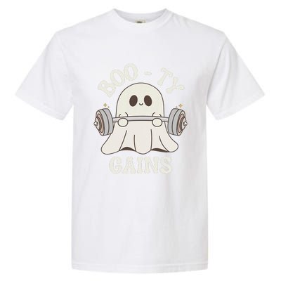 Booty Gains Cute Spooky Season Halloween Ghost Gym Garment-Dyed Heavyweight T-Shirt