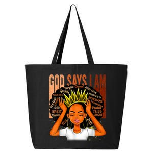 Black Girl Crown God Says I Am Black Melanin History Month 25L Jumbo Tote