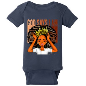 Black Girl Crown God Says I Am Black Melanin History Month Baby Bodysuit