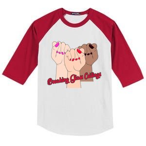 Breaking Glass Ceilings Feminist Madam Vice President Gift Kids Colorblock Raglan Jersey