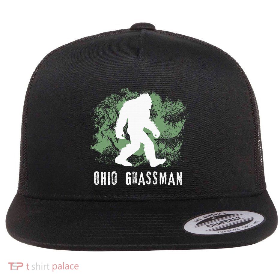 Bigfoot Grassman Cryptid Ohio Valley Park Sasquatch Flat Bill Trucker Hat