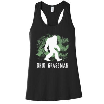 Bigfoot Grassman Cryptid Ohio Valley Park Sasquatch Women's Racerback Tank