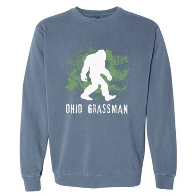 Bigfoot Grassman Cryptid Ohio Valley Park Sasquatch Garment-Dyed Sweatshirt