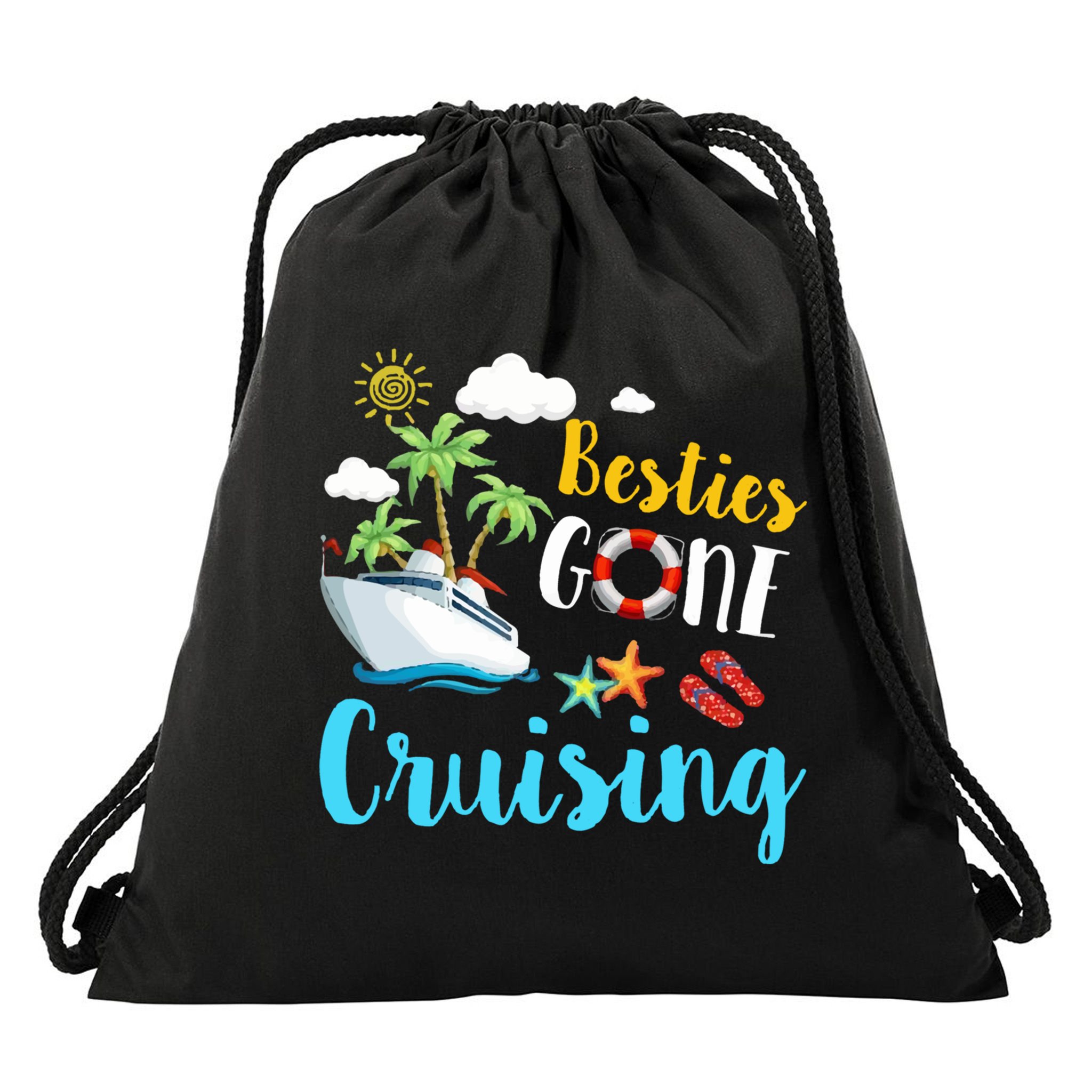 Besties Gone Cruise Matching Trip Cruising Vacation Cool Gift Drawstring Bag