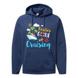 Besties Gone Cruise Matching Trip Cruising Vacation Cool Gift Performance Fleece Hoodie