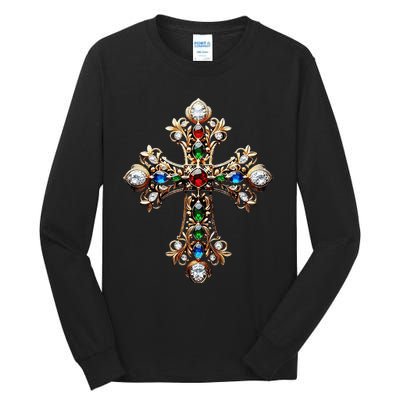 Baroque Gold Cross Tall Long Sleeve T-Shirt